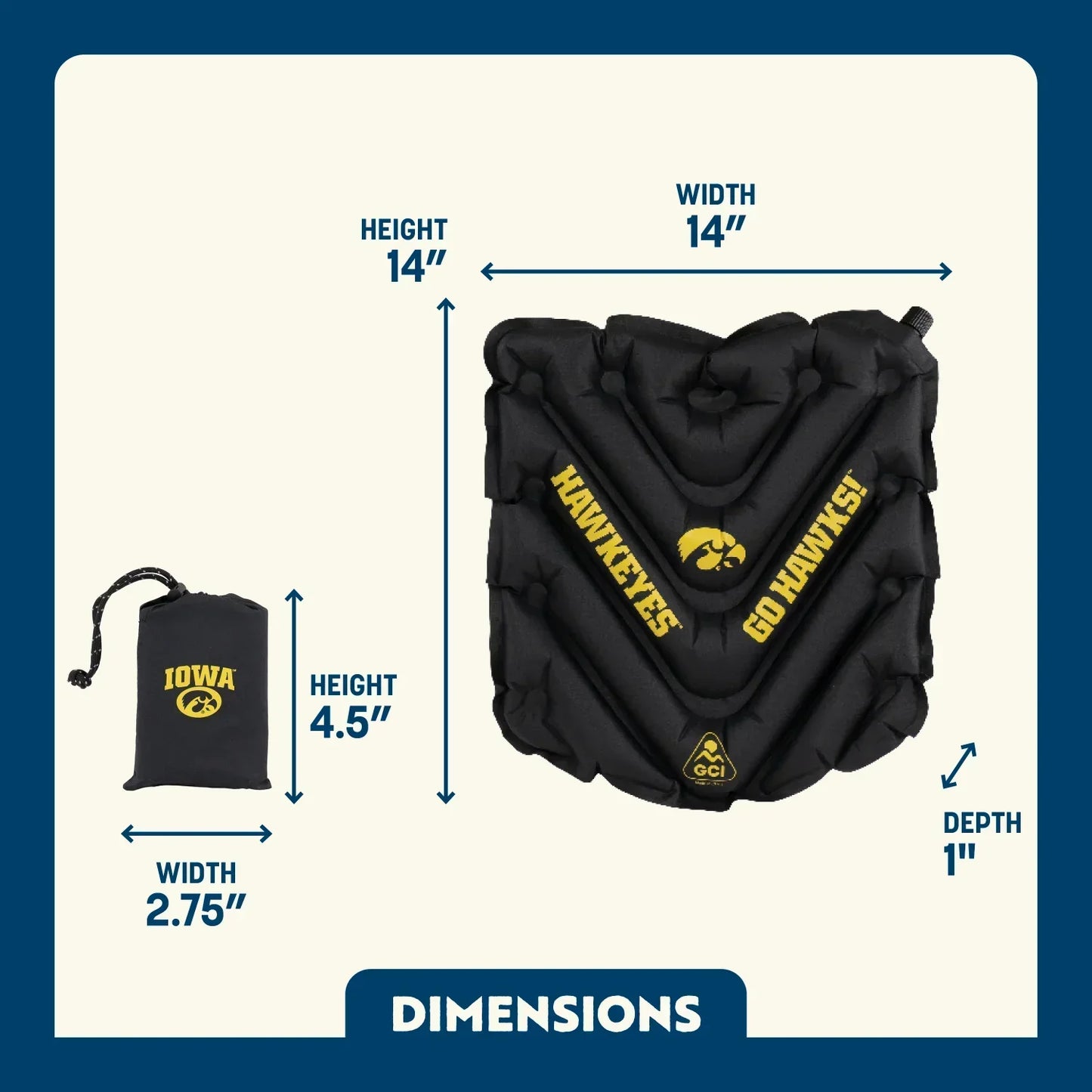 College V Seat™ Inflatable Stadium Cushion - Iowa Hawkeyes - Kickoff Ease