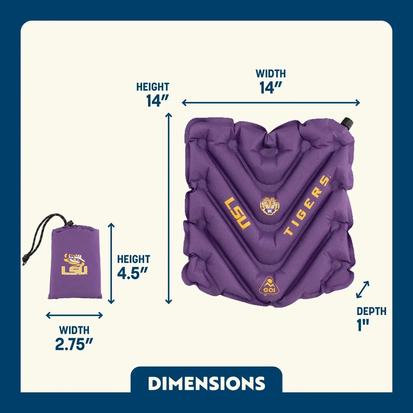 College V Seat™ Inflatable Stadium Cushion - LSU Tigers - All Star Comfort
