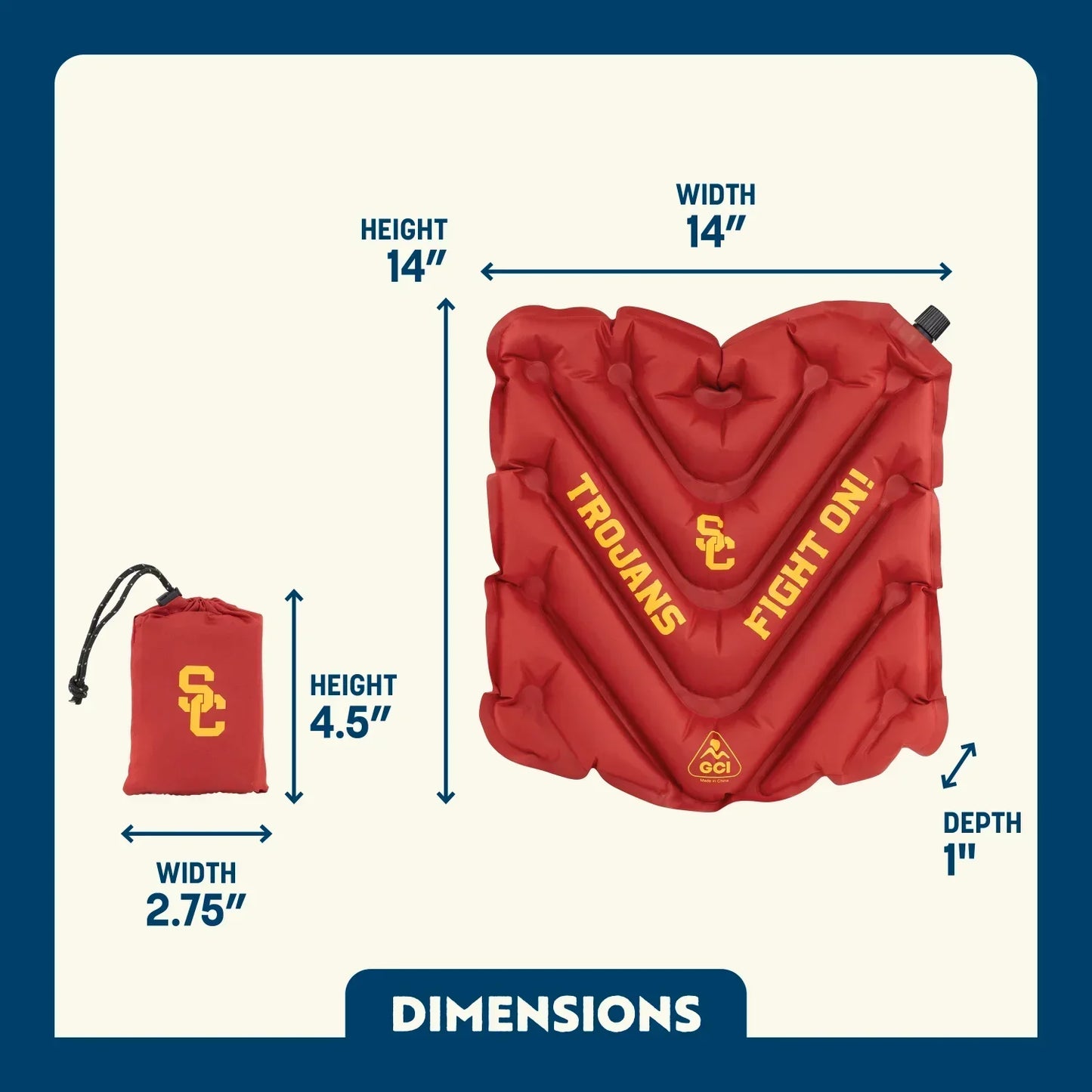 College V Seat™ Inflatable Stadium Cushion - USC Trojans - Race Day Ease