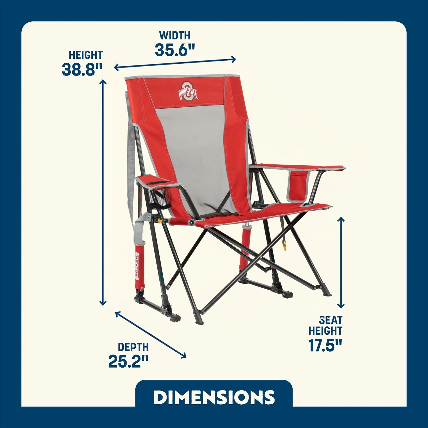 College Comfort Pro Rocker™ - Ohio State Buckeyes - Grandstand Comfort