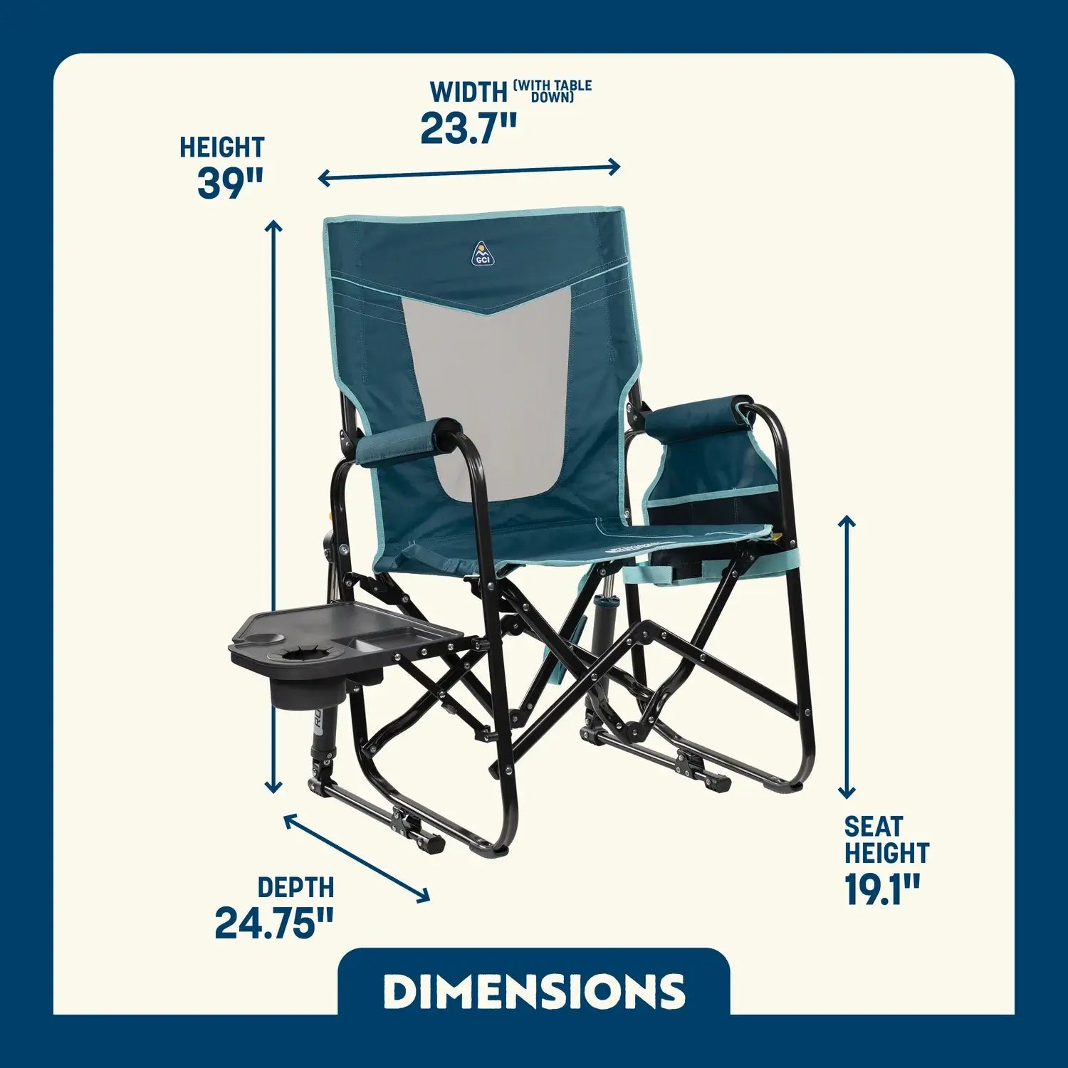 Stowaway Rocker™ with Side Table - Tailgate Prep